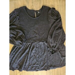 Torrid Black Gauze‎ Babydoll Long Sleeve Pheasant Top Shirt 4X County Boho Date